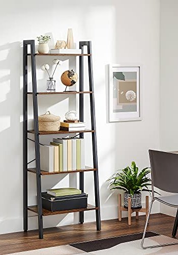 VASAGLE stigestativ, m. 5 hyller - brun sponplate og sort stl