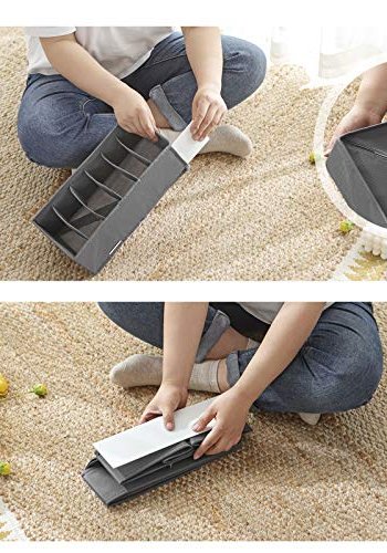 SONGMICS garderobeboks, for underty, sokker, slips, skjerf, sammenleggbar - grtt stoff (sett med 8)