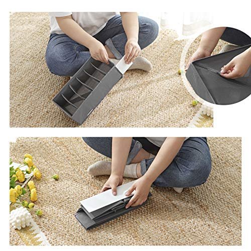 SONGMICS garderobeboks, for underty, sokker, slips, skjerf, sammenleggbar - grtt stoff (sett med 8)