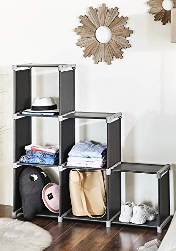 SONGMICS Cube bokhylle, m. 6 rom - sort stoff og stl