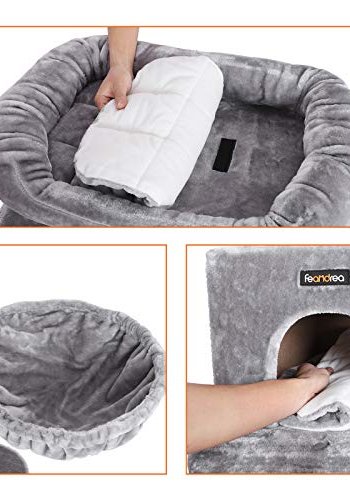 FEANDREA skrapestolpe, 4 niver, 1 solseng, 1 hule, 1 pom-pom, 1 kurv - lys gr plysj