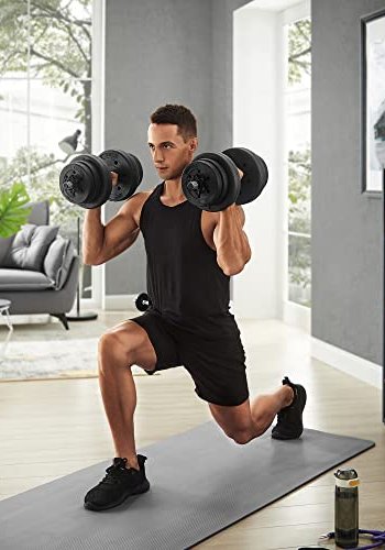 SONGMICS manual 10 kg, justerbar - svart betong og st�l (sett med 2)