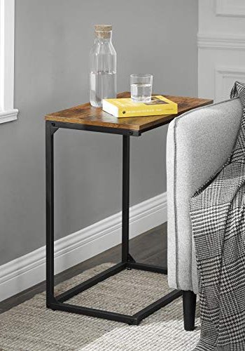 VASAGLE sidebord, rektangulrt - rustikk brun sponplate og sort stl (55x35)