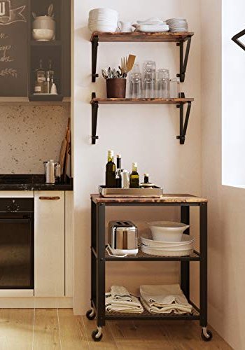 VASAGLE Wandregal – braune Spanplatte und schwarzer Stahl (2er-Set)