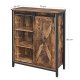 VASAGLE Sideboard, mit 1 Schiebetür und 2 verstellbaren Einlegeböden – rustikale braune Spanplatte und schwarzer Stahl