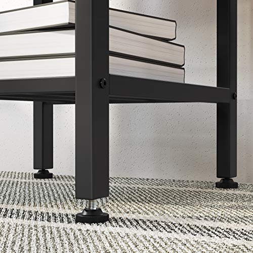 VASAGLE barbord, m. vinglassholder, flaskehyller, hylle - rustikk brun sponplate og sort stl (110x40)