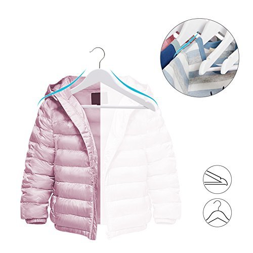 SONGMICS barnehenger, med bro og hakk, 360° roterende krok - hvit lnnetre (sett med 20)