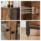 VASAGLE Sideboard, mit 1 offenen Fach, 3 Türen und Einlegeböden – rustikale braune Spanplatte und schwarzer Stahl
