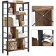VASAGLE bokhylle, m. 4 hyller - rustikk brun sponplate og sort stl
