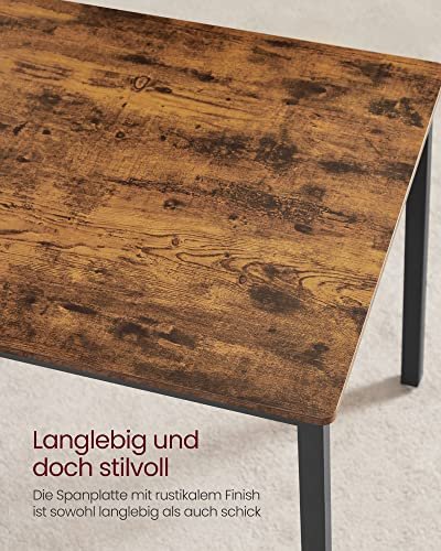 VASAGLE spisebord med 2 benker - rustikk brun sponplate og sort stl