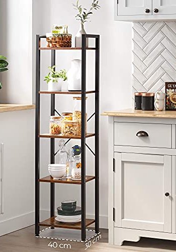 VASAGLE bokhylle, m. 5 hyller - rustikk brun sponplate og sort stl