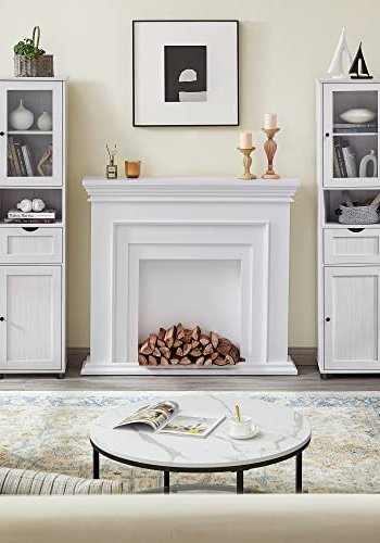 VASAGLE baderomsskap, m. 2 drer, justerbare hyller og 1 skuff - glass og hvit trekornsponplate