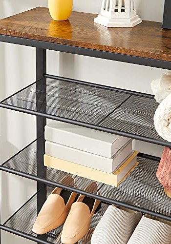 VASAGLE skohylle, m. 5 hyller - rustikk brun sponplate og sort stl