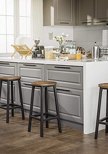 VASAGLE barkrakk, med fotsttte - brun sponplate og sort stl (sett med 2)