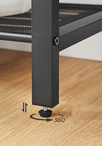 VASAGLE Schuhregal, mit 4 Gitterböden – braune Spanplatte und schwarzer Stahl