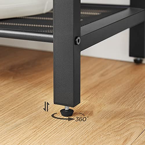 VASAGLE Schuhregal, mit 4 Gitterböden – braune Spanplatte und schwarzer Stahl