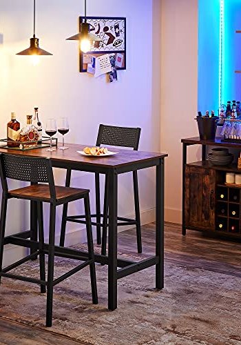 VASAGLE barkrakk, med rygg og fotsttte - rustikk brun sponplate og sort stl