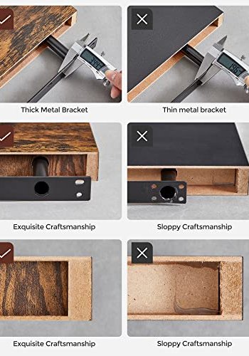 VASAGLE flytende hylle, rektangulr - brun MDF (L:40cm)