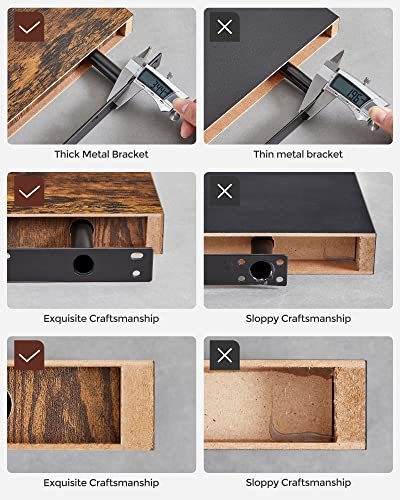 VASAGLE flytende hylle, rektangulr - brun MDF (L:40cm)