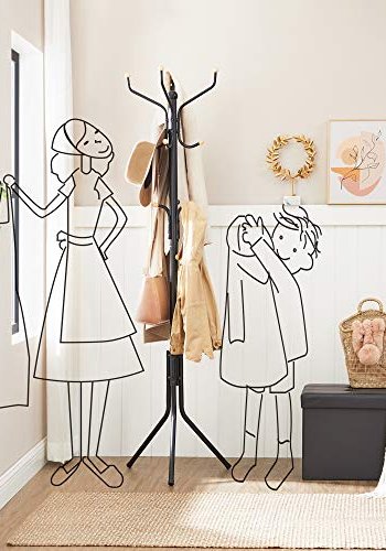 SONGMICS stum tjener, m. 12 kroker - sort stl