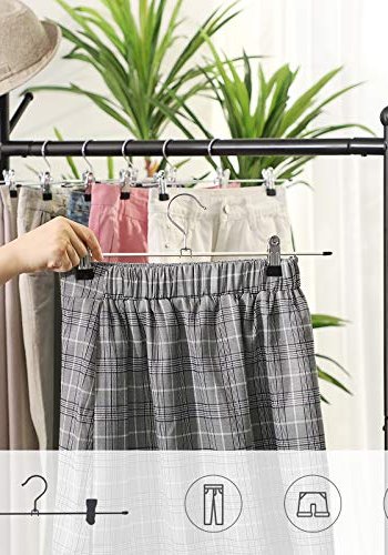 SONGMICS buksehenger, skjrthenger, sklisikker, med klips for buksesokker - slv stl (sett m. 20)