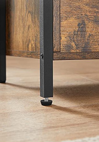 VASAGLE nattbord, m. 1 pen hylle og 2 skuffer - rustikk brun sponplate og sort stl (38x28)