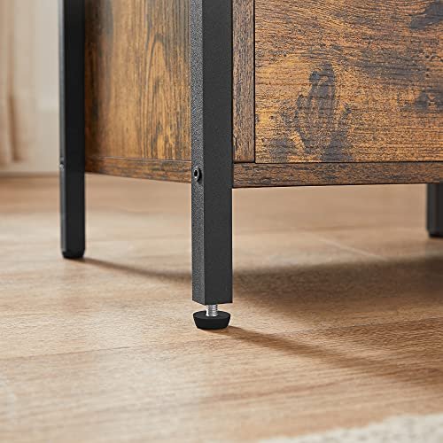 VASAGLE nattbord, m. 1 pen hylle og 2 skuffer - rustikk brun sponplate og sort stl (38x28)