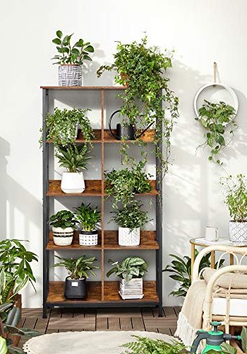 VASAGLE bokhylle, m. 4 hyller - rustikk brun sponplate og sort stl