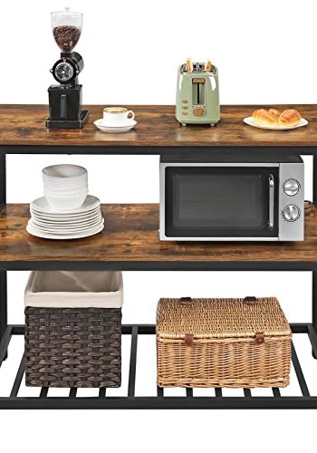 VASAGLE bakerist, kjkkeny, m. 2 hyller - brun sponplate og sort stl (120x60)