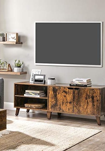 VASAGLE TV-Ständer, mit 2 Türen und 2 Regalen – rustikale braune Spanplatte (140 x 40)