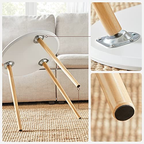 VASAGLE Beistelltisch, rund – weißes MDF und Kiefer natur (2er-Set)