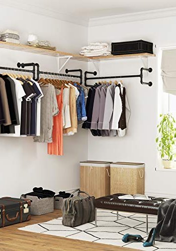 SONGMICS Veggmontert klesstang - svart jern (sett med 2)