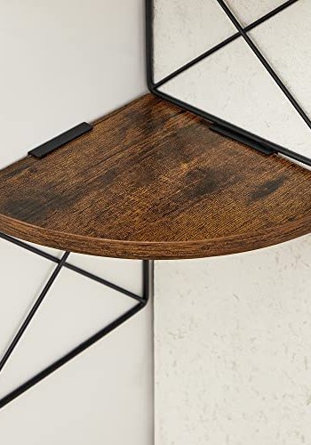 VASAGLE hjrne vegghylle, m. 5 hyller - rustikk brun sponplate og sort stl