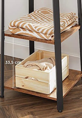 VASAGLE Sideboard mit Haken und 3 Ablagen – braune Spanplatte und schwarzer Stahl