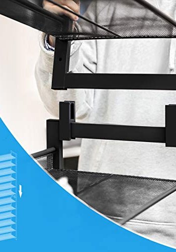 SONGMICS 12-lags skostativ, sett med 2 stablebare 6-lags skostativ, 48-60 par sko, stor kapasitet, metallnettskostativ, justerbare flate eller vinklede hyller, svart LMR12B