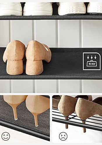 VASAGLE inngangsarrangement, m.  9 kroker, benk, hengestang, 2 hyller, brun sponplate og sort stl