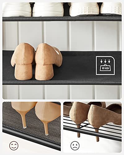 VASAGLE inngangsarrangement, m.  9 kroker, benk, hengestang, 2 hyller, brun sponplate og sort stl