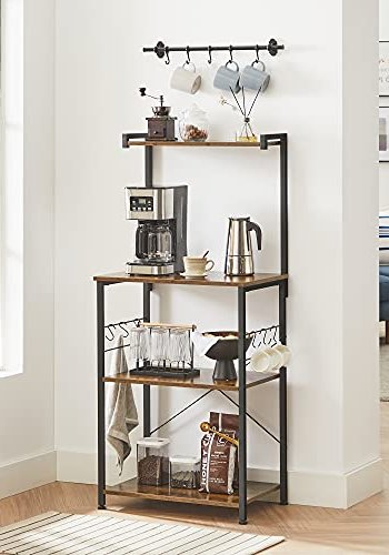 VASAGLE kjkkenhylle, m. 6 S-kroker og 4 hyller - rustikk brun sponplate og sort stl