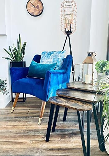 VASAGLE hekkebord, sekskantet - rustikk brun sponplate og svart stl (sett med 3)