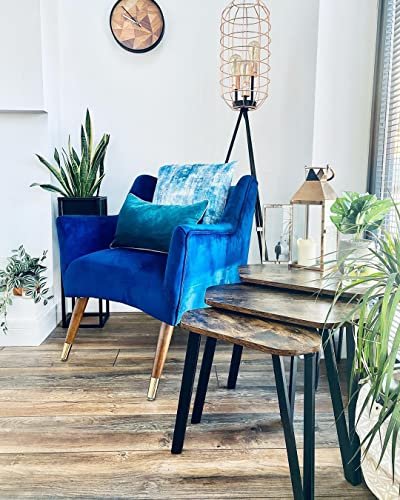 VASAGLE hekkebord, sekskantet - rustikk brun sponplate og svart stl (sett med 3)