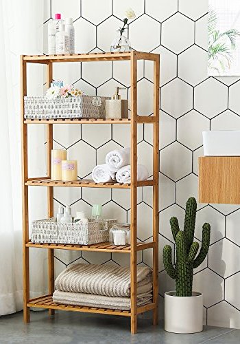 SONGMICS hylle, m. 5 hyller - naturlig bambus