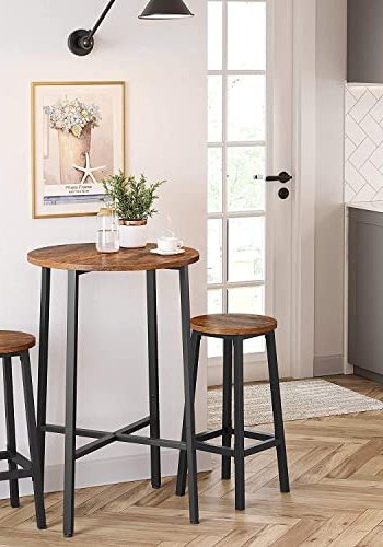 VASAGLE barkrakk, med fotsttte - brun sponplate og sort stl (sett med 2)