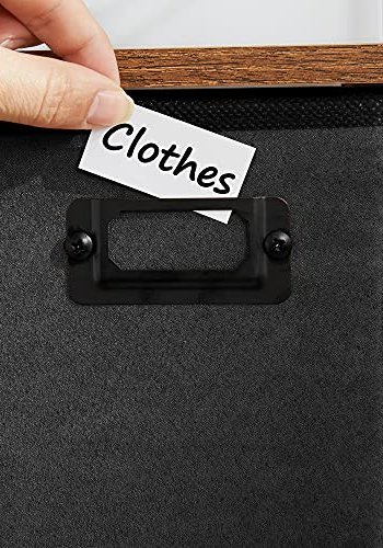 SONGMICS nattbord, m. 2 hyller og 1 skuff - rustikk brun MDF og svart imitert semsket skinn/metall (41x41)