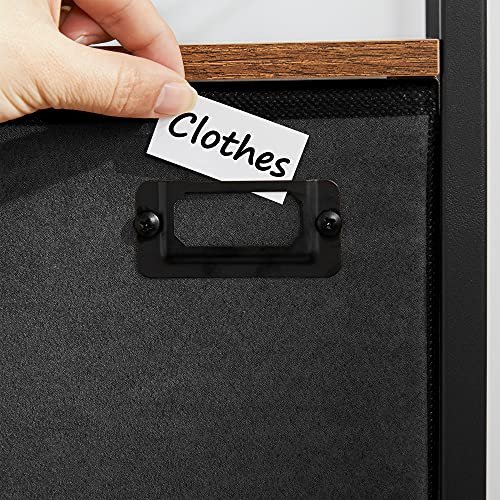 SONGMICS nattbord, m. 2 hyller og 1 skuff - rustikk brun MDF og svart imitert semsket skinn/metall (41x41)