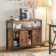 VASAGLE Sideboard, mit 2 Schiebetüren, verstellbarem Regal – rustikale braune Spanplatte und schwarzer Stahl