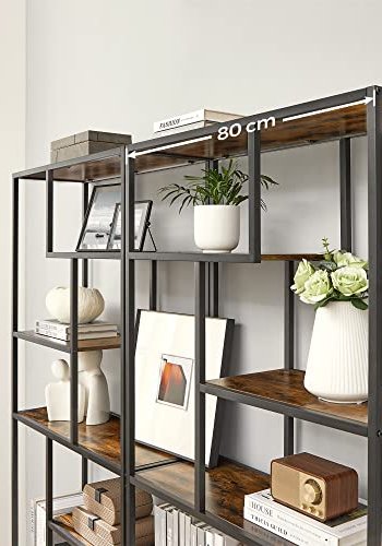 VASAGLE bokhylle, m. 6 hyller - rustikk brun sponplate og sort stl