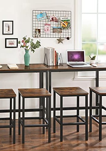 VASAGLE smalt barbord, rektangulrt - rustikk brun sponplate og sort stl (100x40)