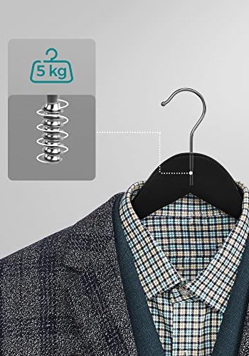 SONGMICS kleshenger, skulderhakk, sklisikker bussstang, 360° svingbar krok - svart lnnetre (sett med 10 stk)