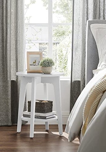 VASAGLE Beistelltisch, mit 1 Ablage, rund – weiße Spanplatte (40) 