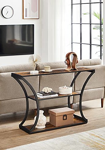 VASAGLE konsollbord, m. 2 hyller - rustikk brun sponplate og sort stl (120x30)